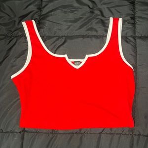 SHEIN red and white crop tank